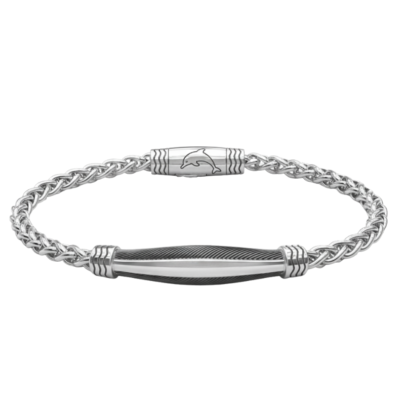 Spirale Silente – Bracciale Estellamare in maglia intrecciata con chiusura simbolica