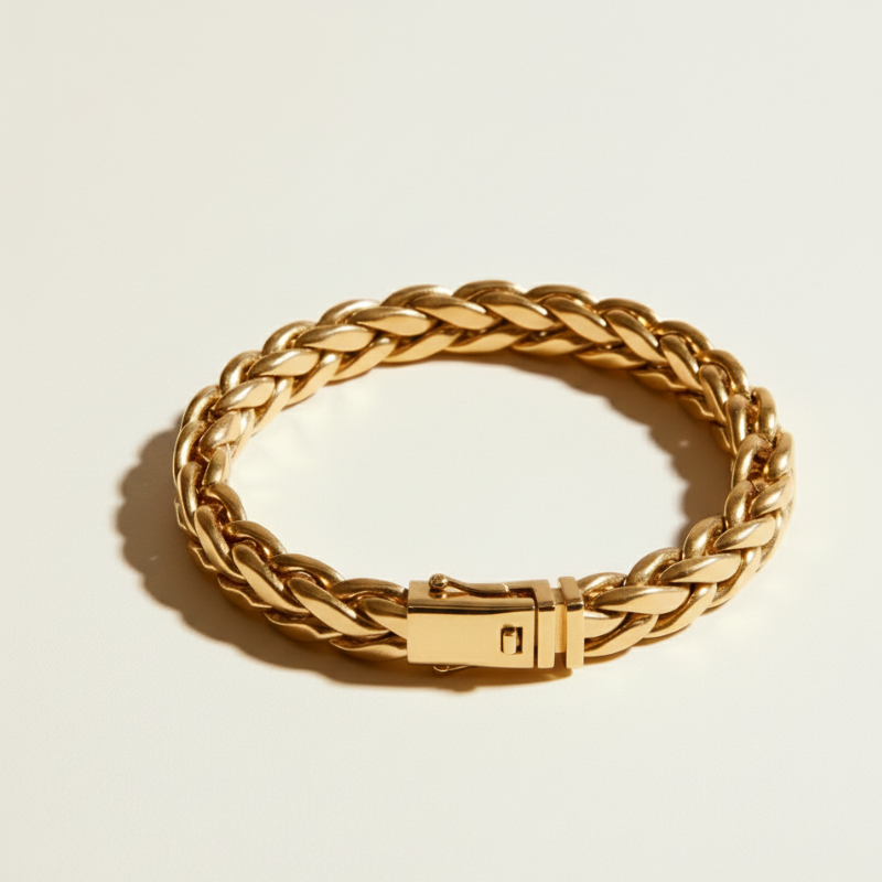 "Trama Imperiale" – Bracciale Estellamare intrecciato in acciaio IP oro