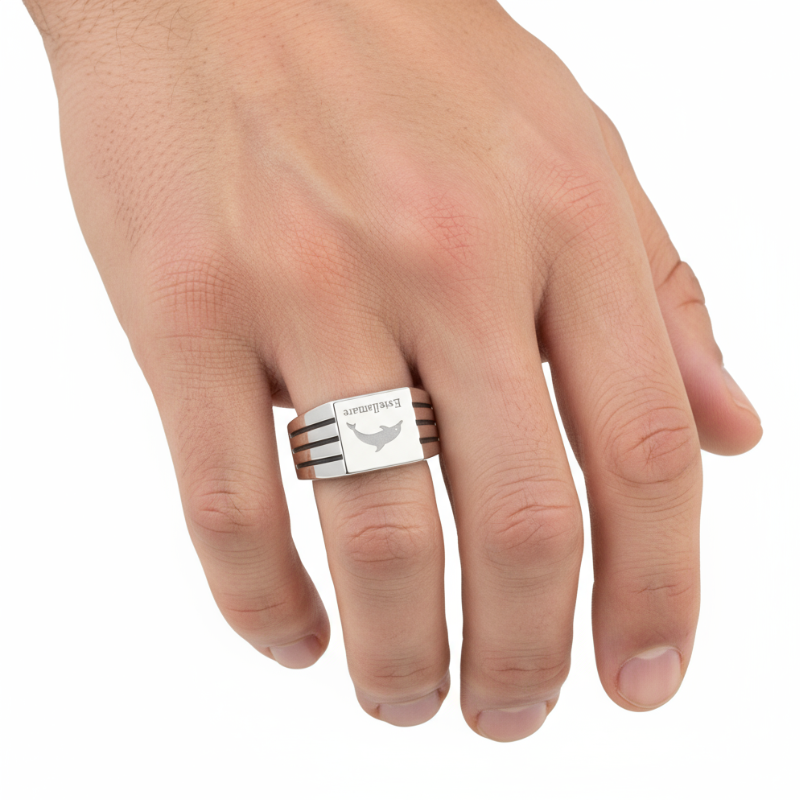 Rotta Serena – Anello in Argento con Simboli Marini e Celesti