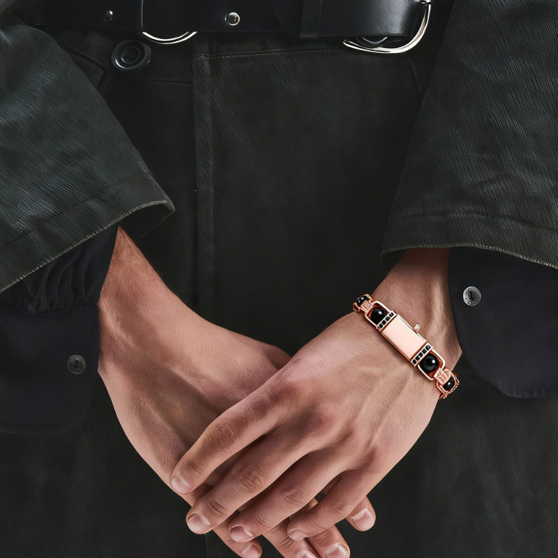 "Maglia Magnetica" – Bracciale Estellamare in argento 925 e ceramica nera