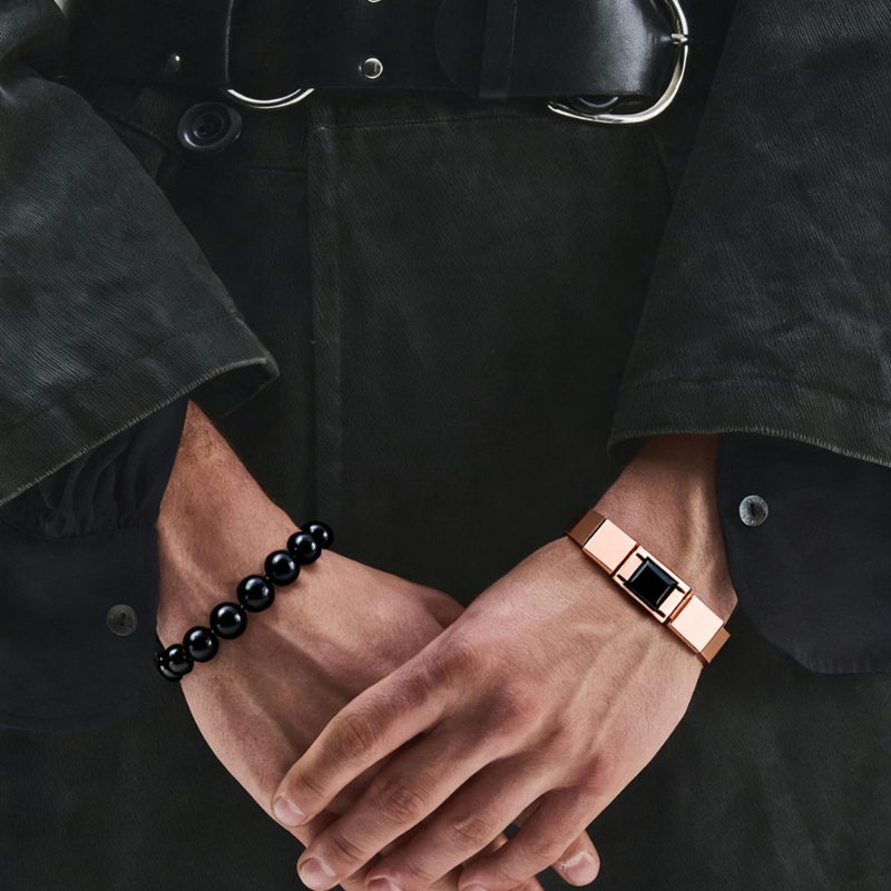 "Eclissi d’Ambra" – Bracciale Estellamare in argento 925 placcato oro rosa