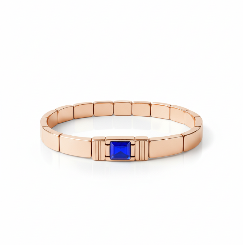 "Zaffiro Silenzioso" – Bracciale Estellamare in argento 925 placcato oro rosa