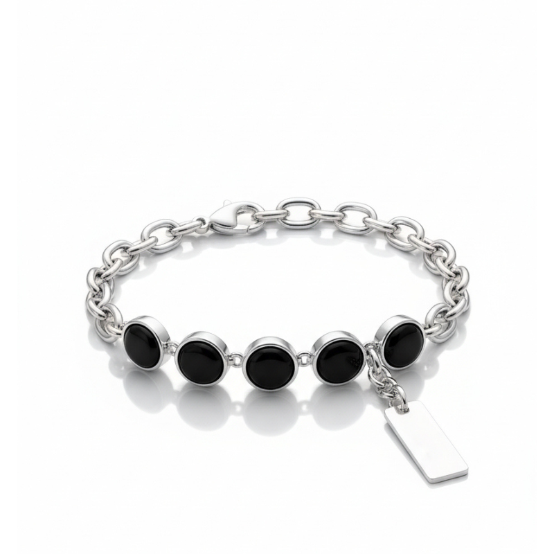 "Nodo Silente" – Bracciale Estellamare in argento 925 con pietre nere