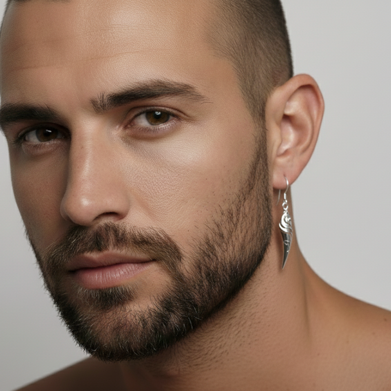 "Ali d’Argento" – Orecchini scultorei con incisioni simboliche