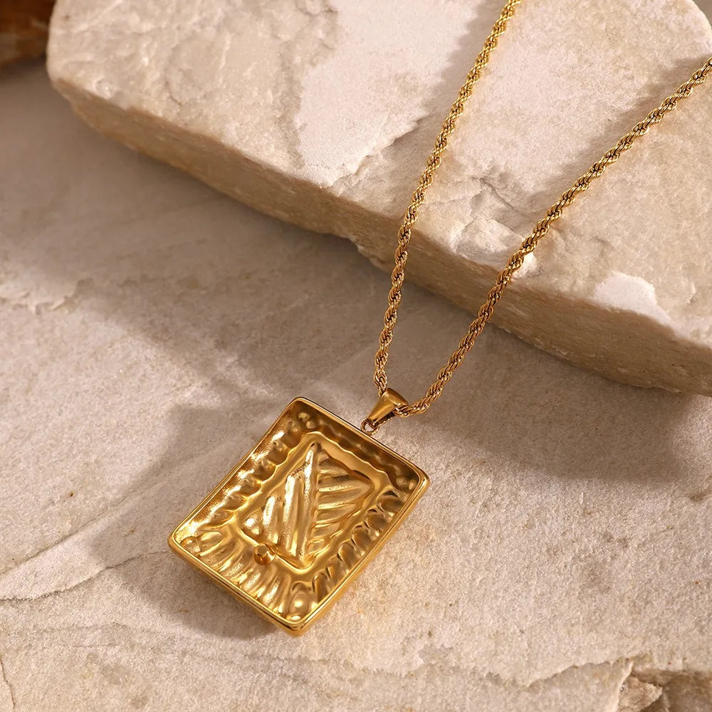 Collana Pendente Rettangolare con Strass