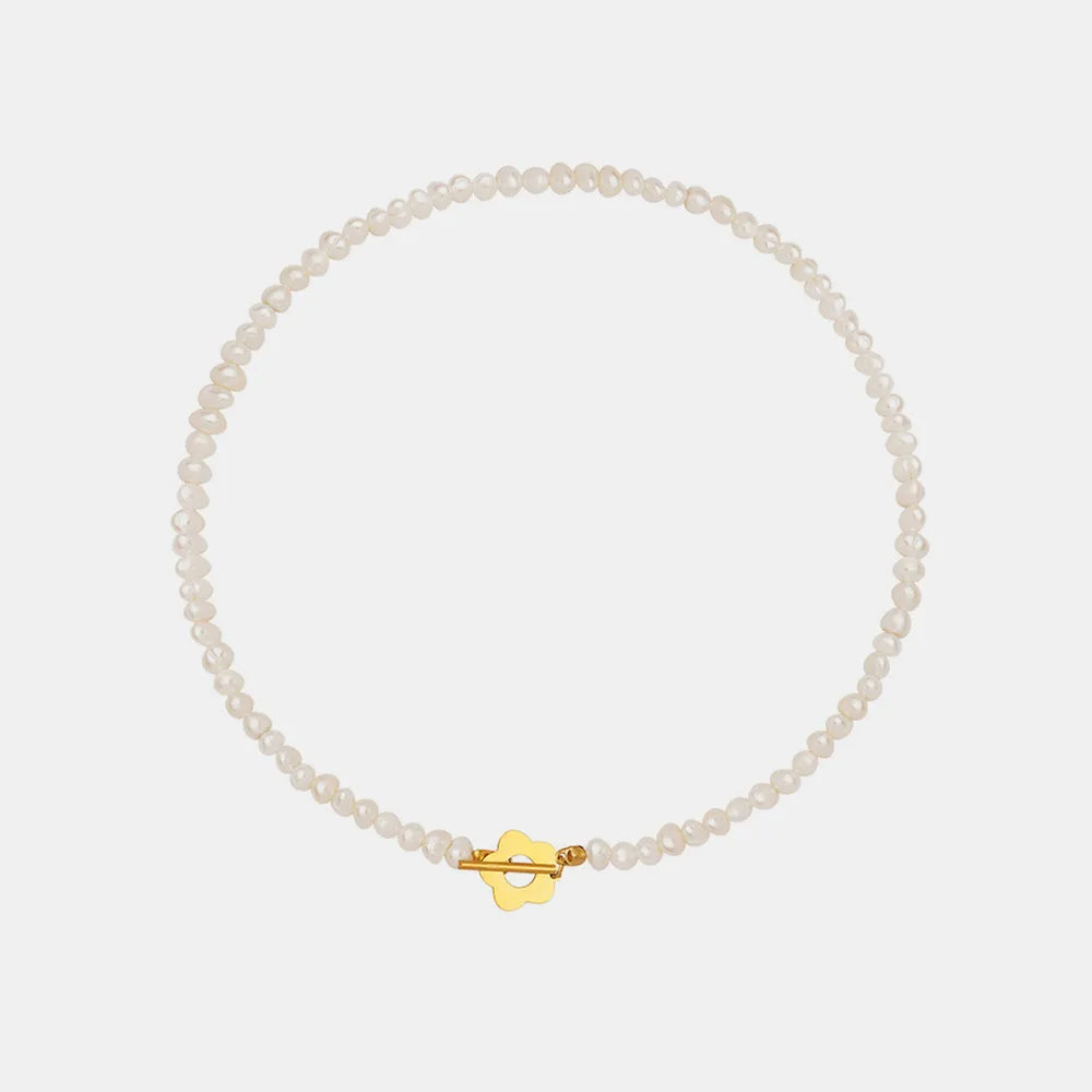 Collana Fiorita con Perla in Acciaio Titanium — Raffinatezza che dura nel tempo