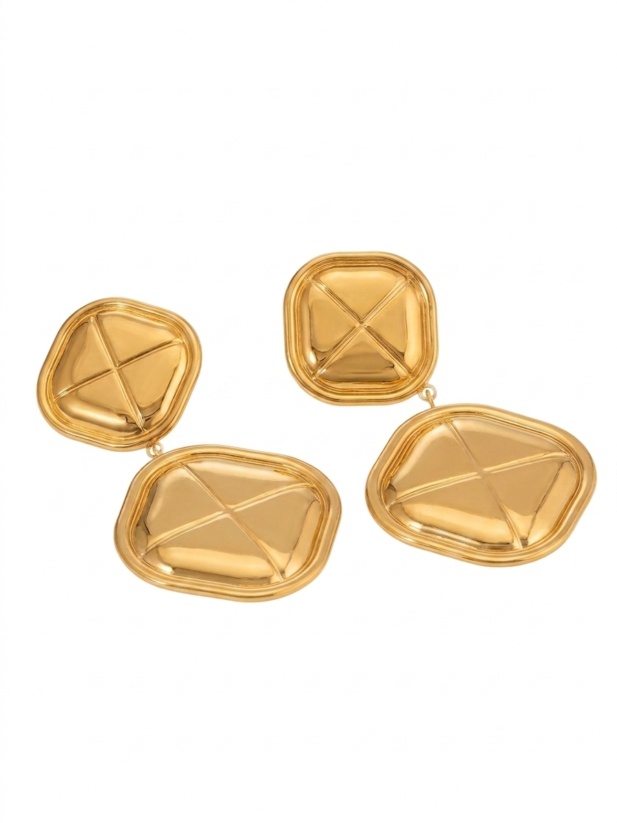 Orecchini Quadrati in Acciaio Inossidabile Placcati Oro 18K