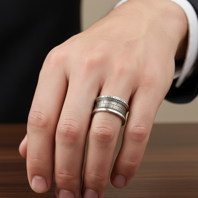 Riflessi di Mare – Anello in Argento Intagliato