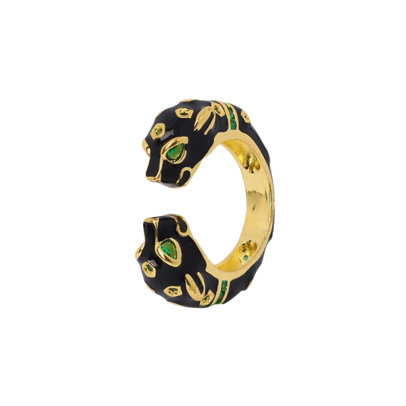 Anello Black Panther in Smalto e Diamante Sintetico