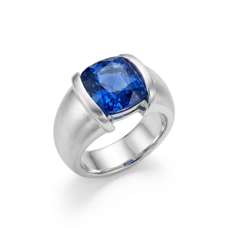 Anello Estellamare con gemma blu — Design audace in argento 925, gioiello elegante con gemma blu intensa.