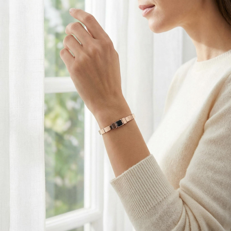 "Eclissi d’Ambra" – Bracciale Estellamare in argento 925 placcato oro rosa