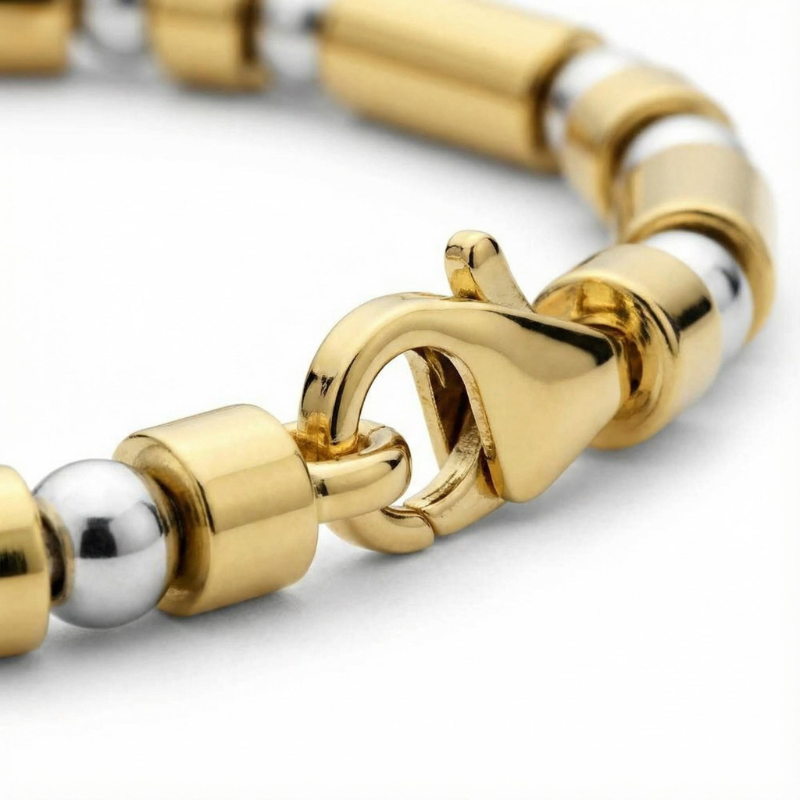 "Luce Alternata" – Bracciale Estellamare in oro e acciaio lucidato