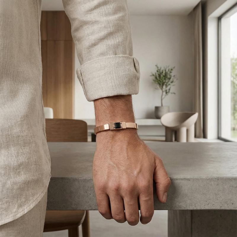 "Eclissi d’Ambra" – Bracciale Estellamare in argento 925 placcato oro rosa