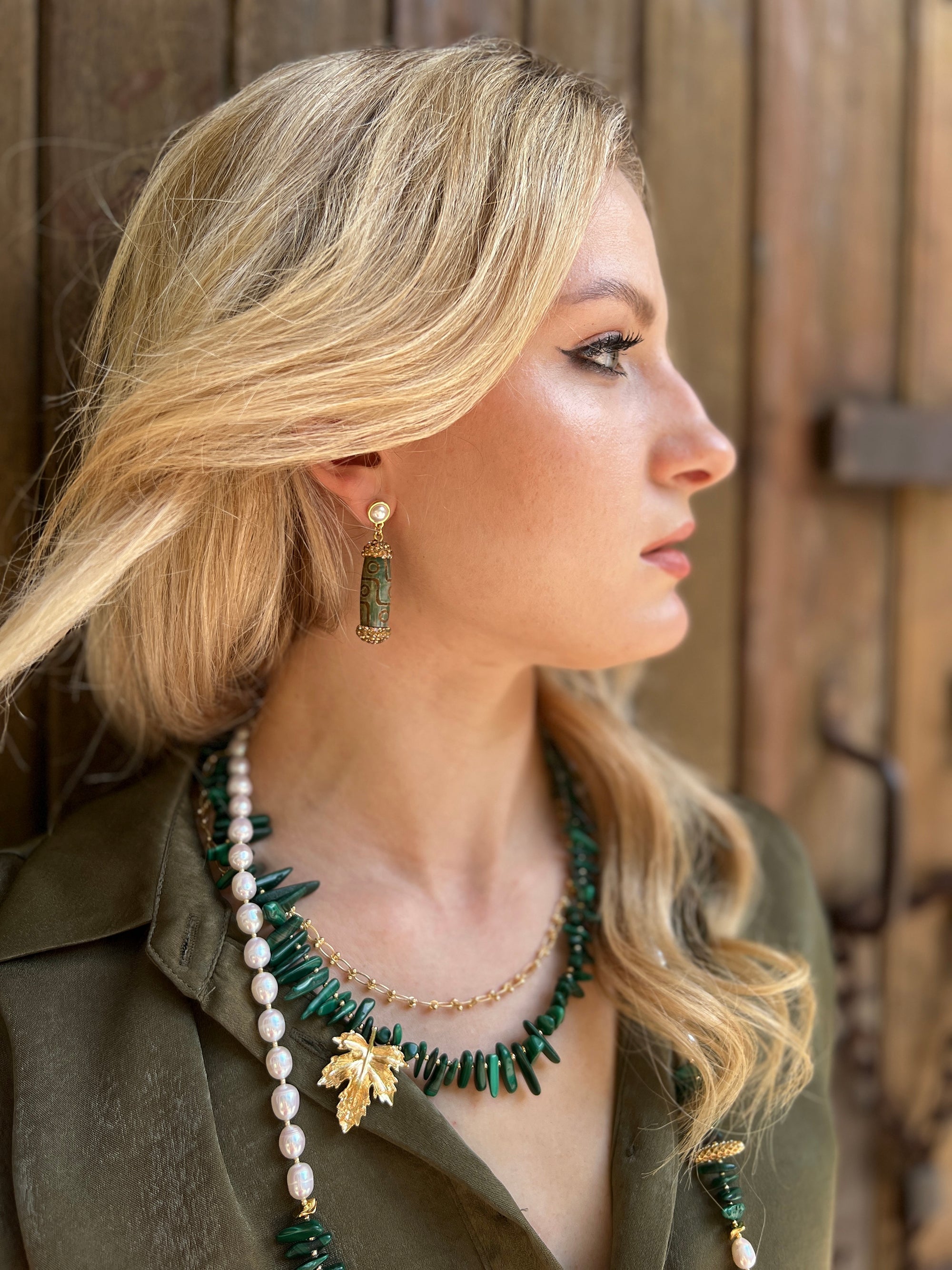 Tibetan Dzi Beads Dangle Earrings HE016 – Boho chic, anima spirituale