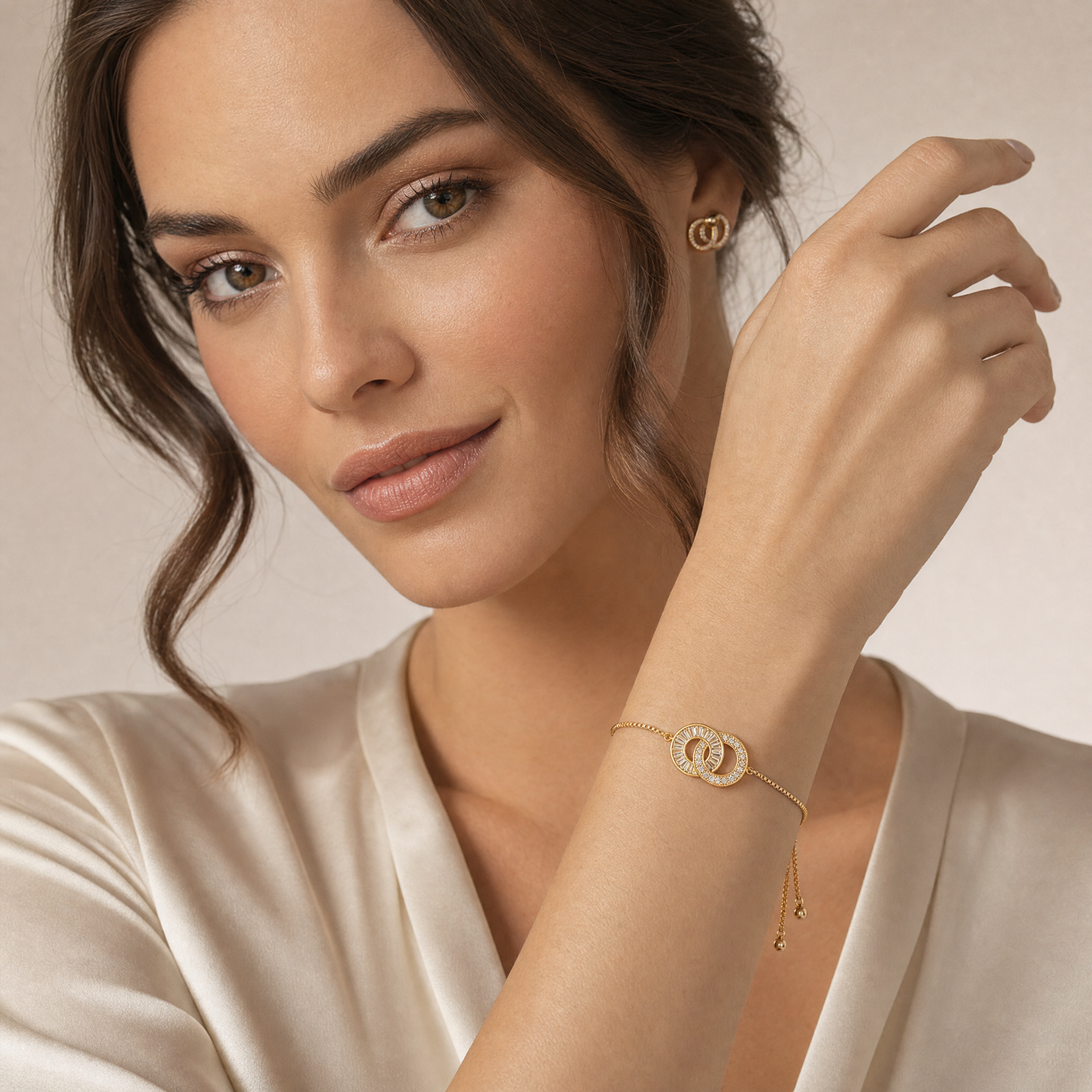 Cerchio di Fuoco — Bracciale in Rame Dorato con Diamante