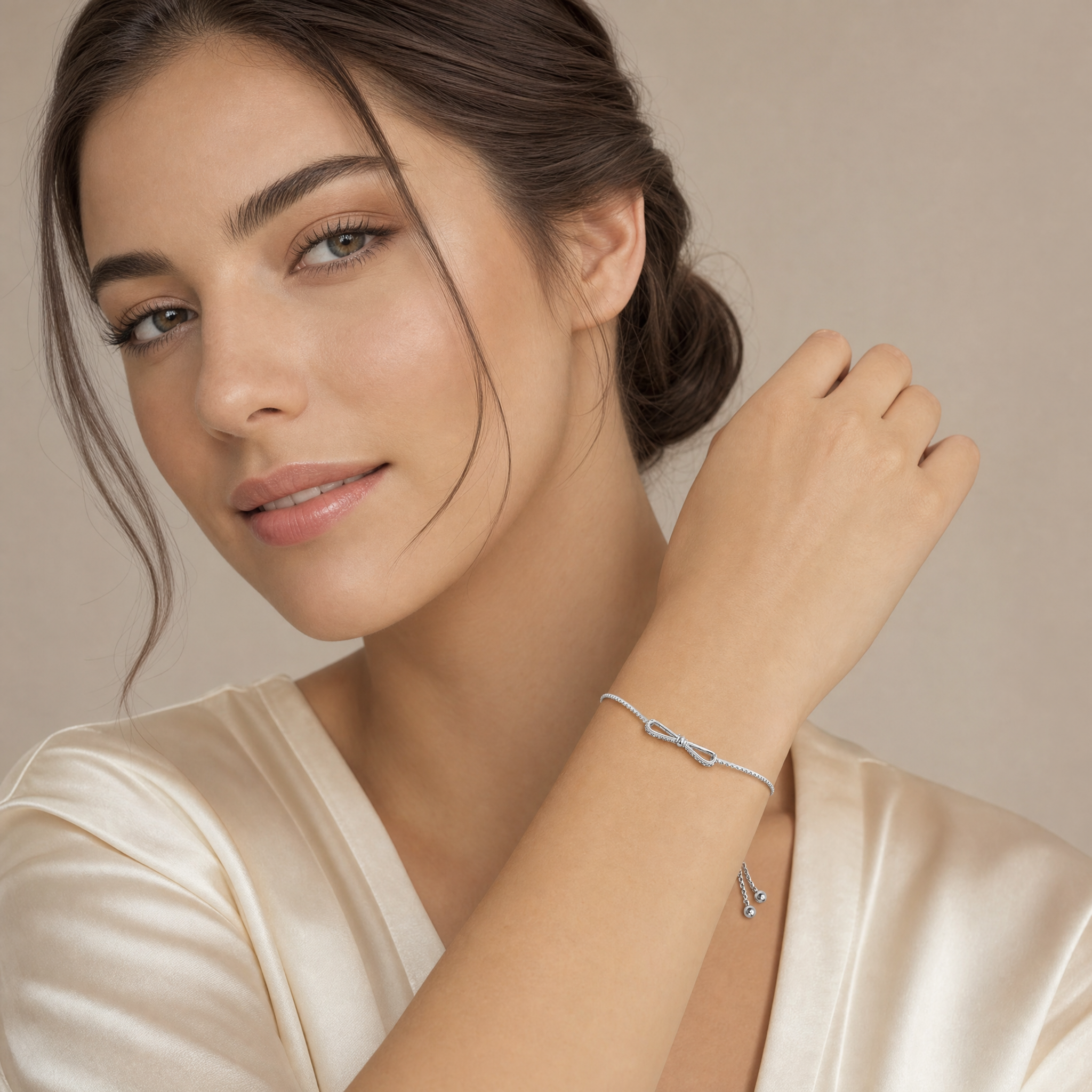 Butterfly — Bracciale Fiocco in Argento Sterling 925 con Perla