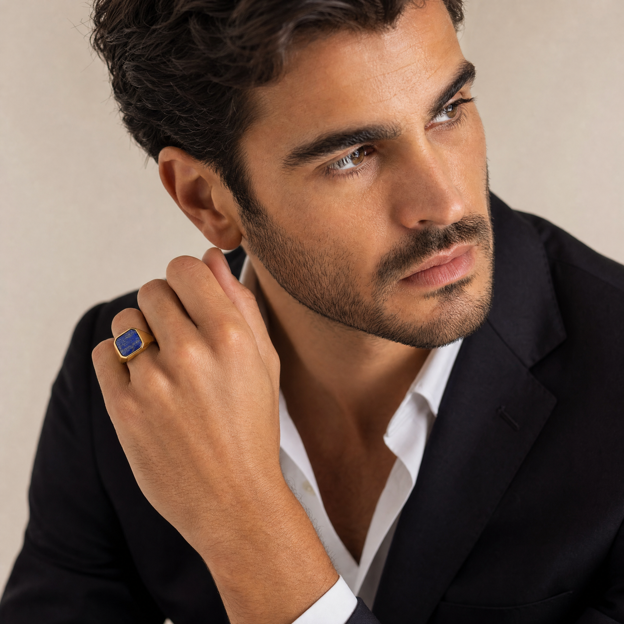 Cuore d’Azzurro — Anello Uomo con Lapislazzuli Naturale