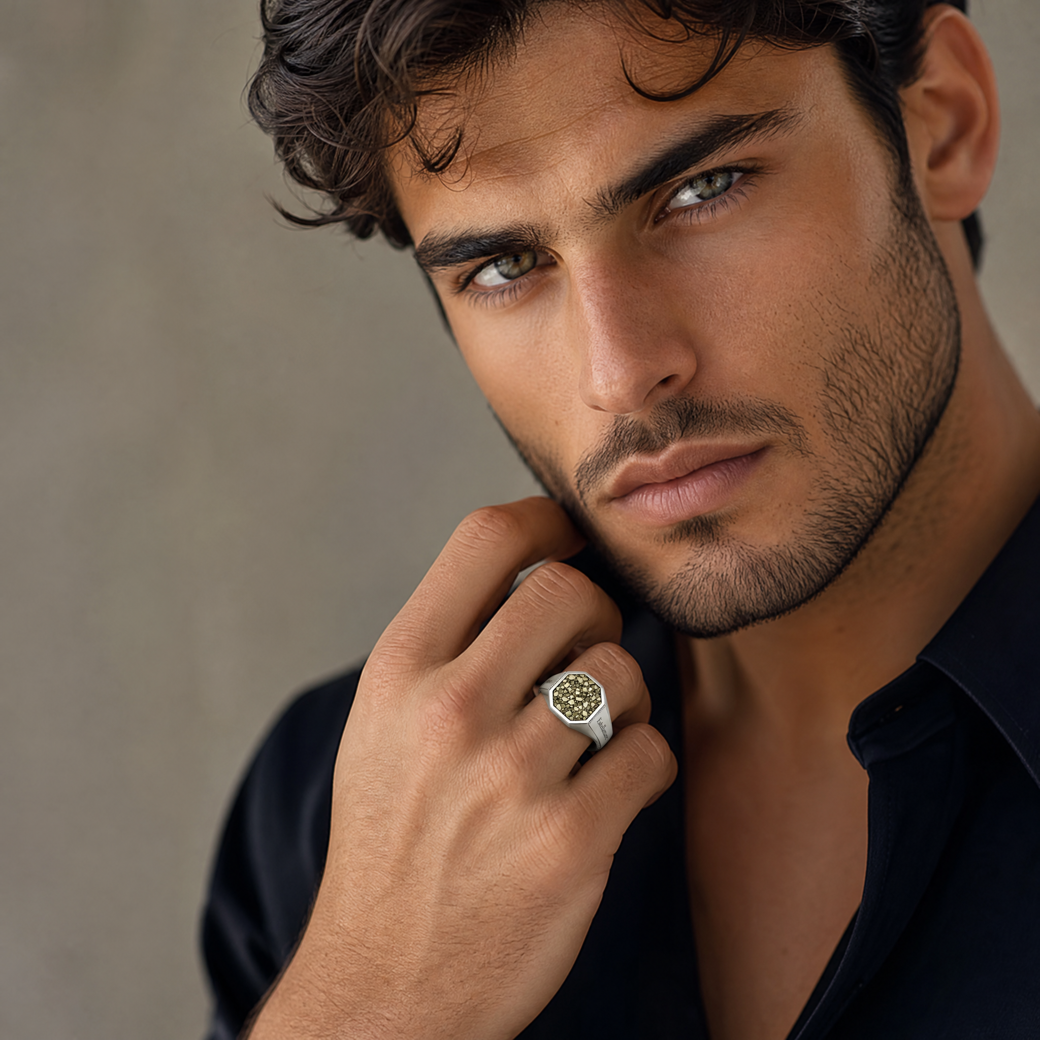Estellamare Pyrite Octagon Ring