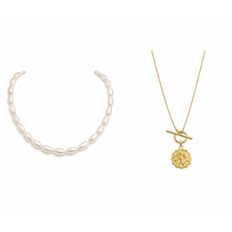 Gold French Double Necklace