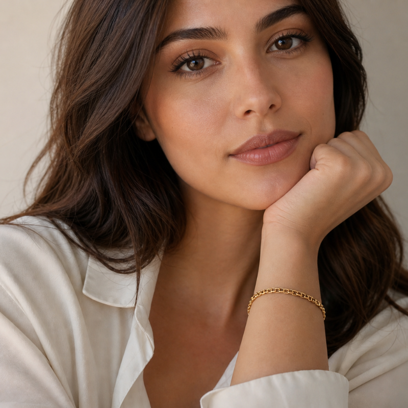 Bracciale Stainless Steel Plating Gold con Perla Quadrata