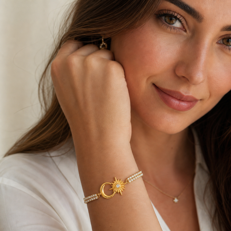 Bracciale Fashion 14K Gold Plated Star Moon