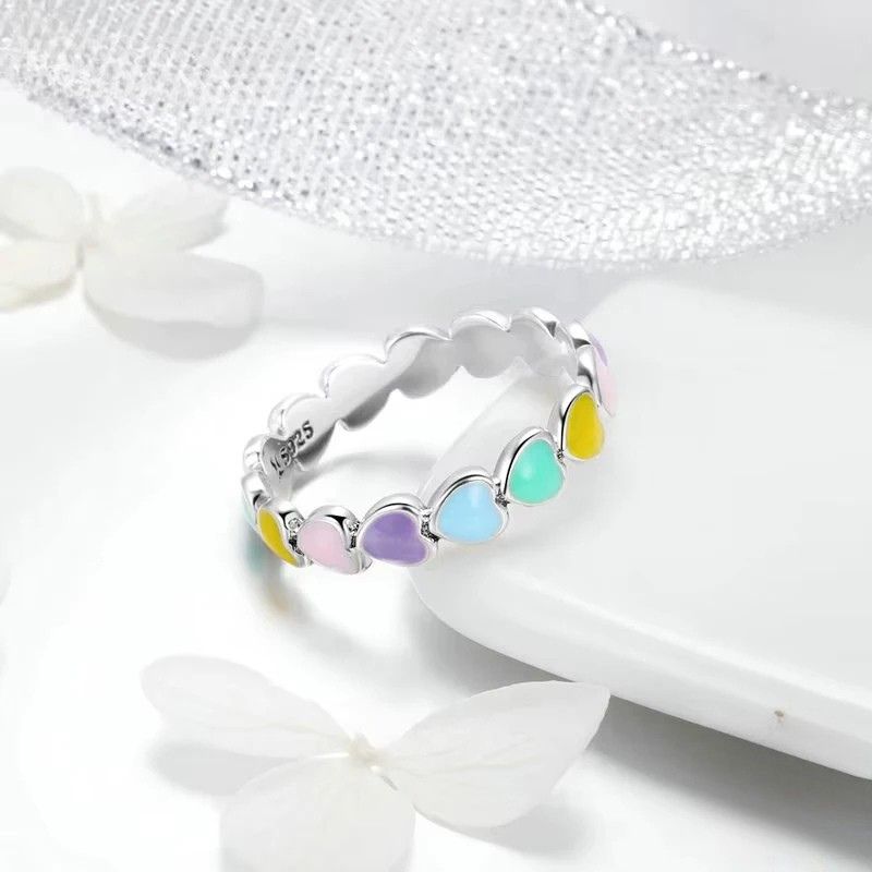 Anello Arcobaleno Cuore Argento