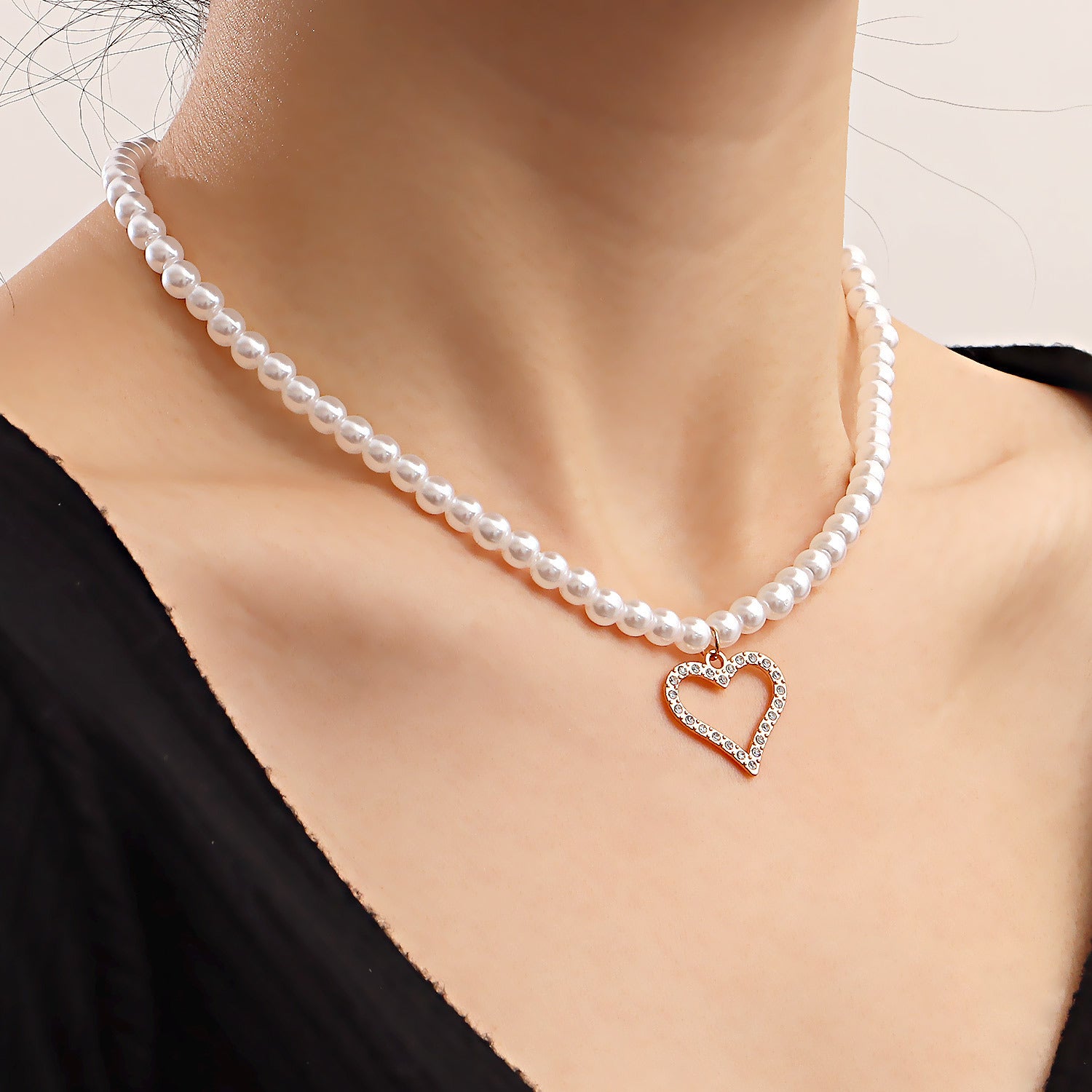 Collana Cuore con Perla Barocca e Taglio Diamantato