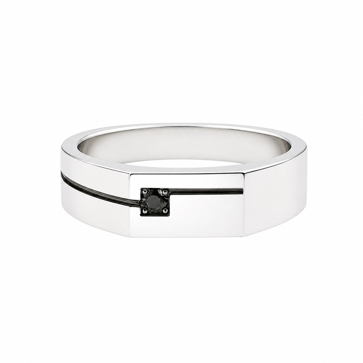 Linea Silente – Anello in Argento con Onice Nera e Taglio Geometrico