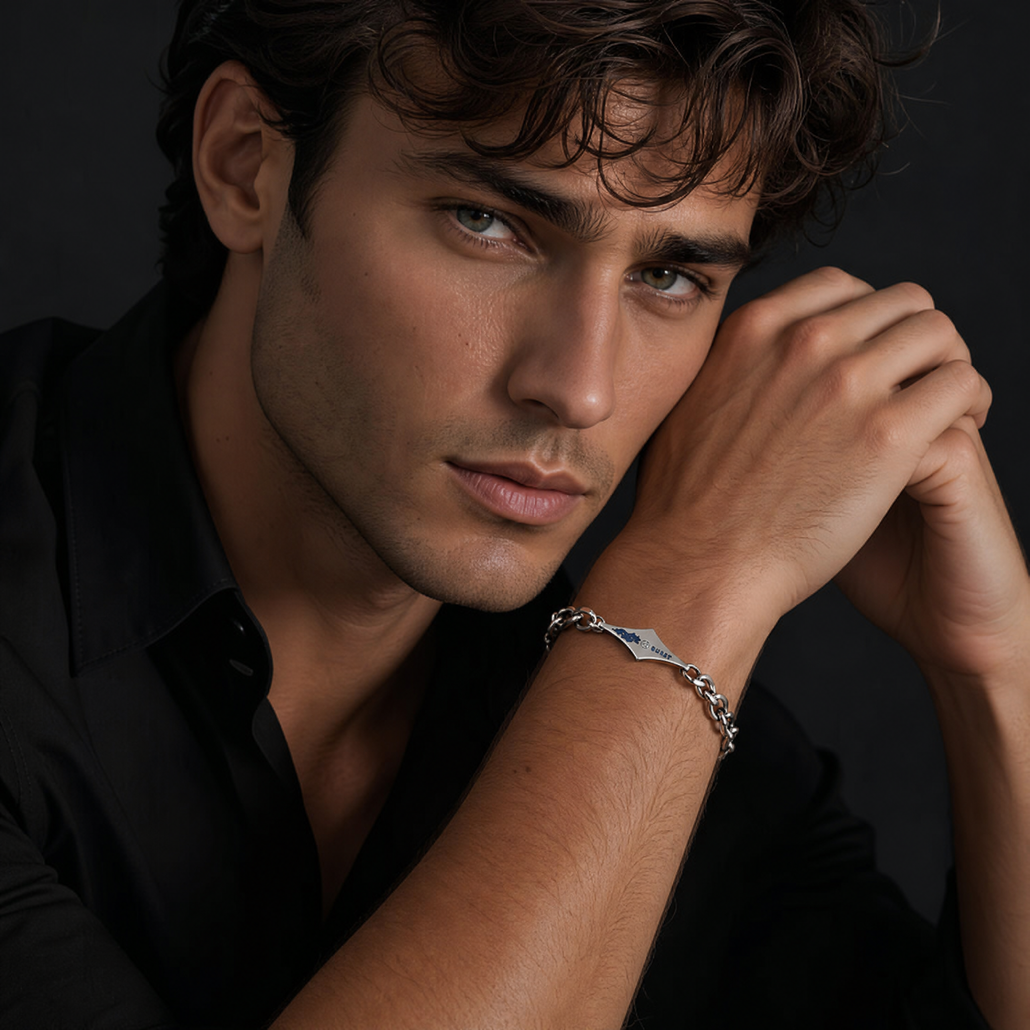 Riff Incrociato — Bracciale Diamond in Titanium Steel