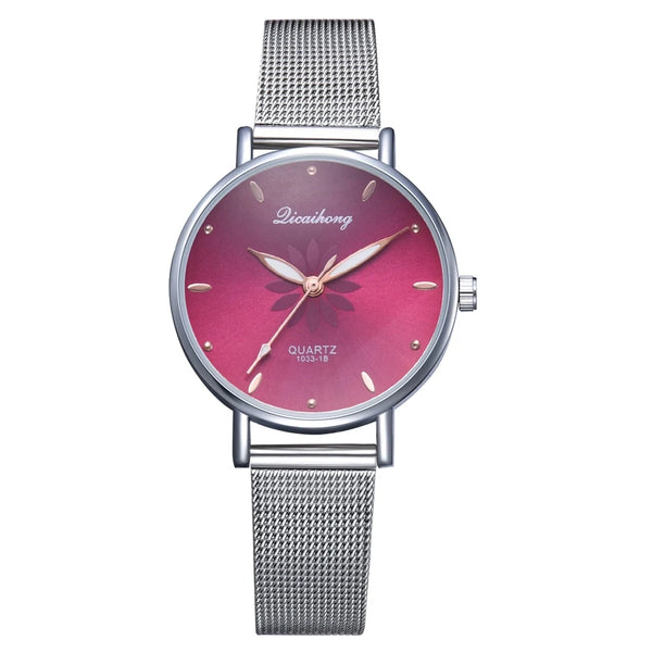 Orologio Elegante Fiore Rosa