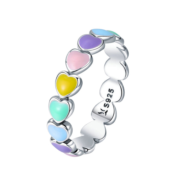 Anello Arcobaleno Cuore Argento