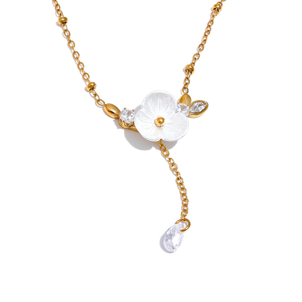 Collana Elegante Fiore di Zirconi