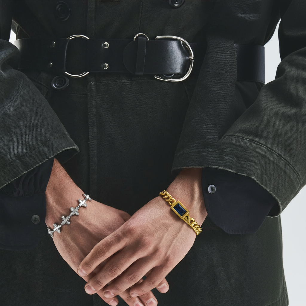 "Tesoro Blu" – Bracciale Estellamare in catena cubana placcata oro