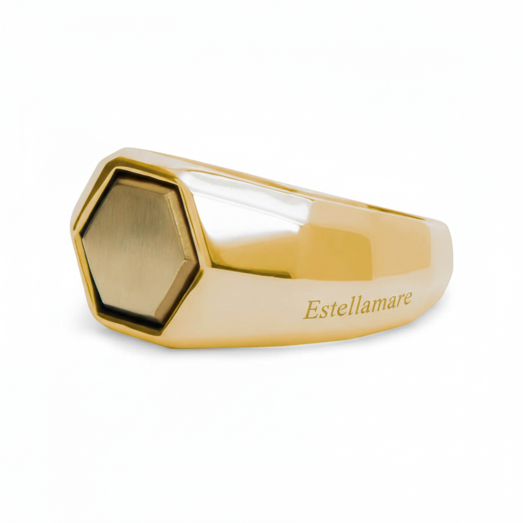 "Sigillo Geometrico" – Anello Estellamare in argento 925 placcato oro