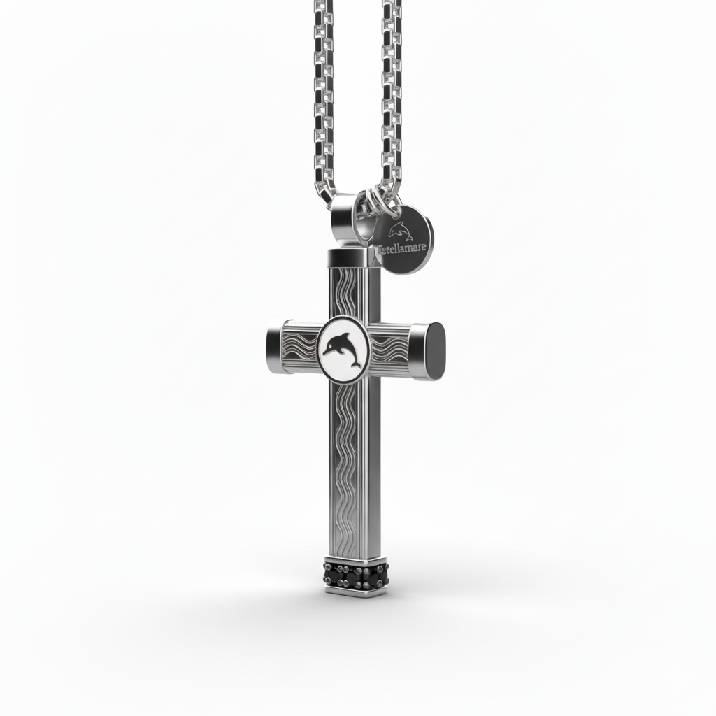 Estellamare “Croce del Leone” – Collana Maschile in Argento e Onice