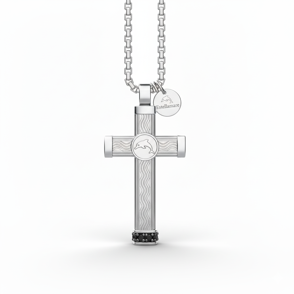 Estellamare “Croce del Leone” – Collana Maschile in Argento e Onice