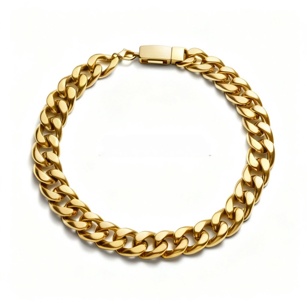 Maglia Regale – Bracciale a catena cubana in acciaio IP gold