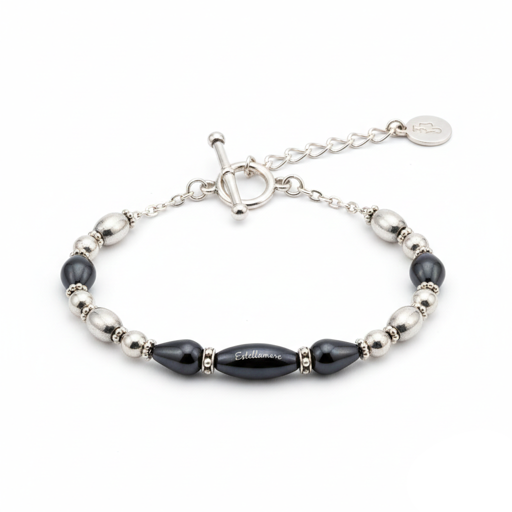 BRACCIALE EMATITE CHIUSURA T BAR