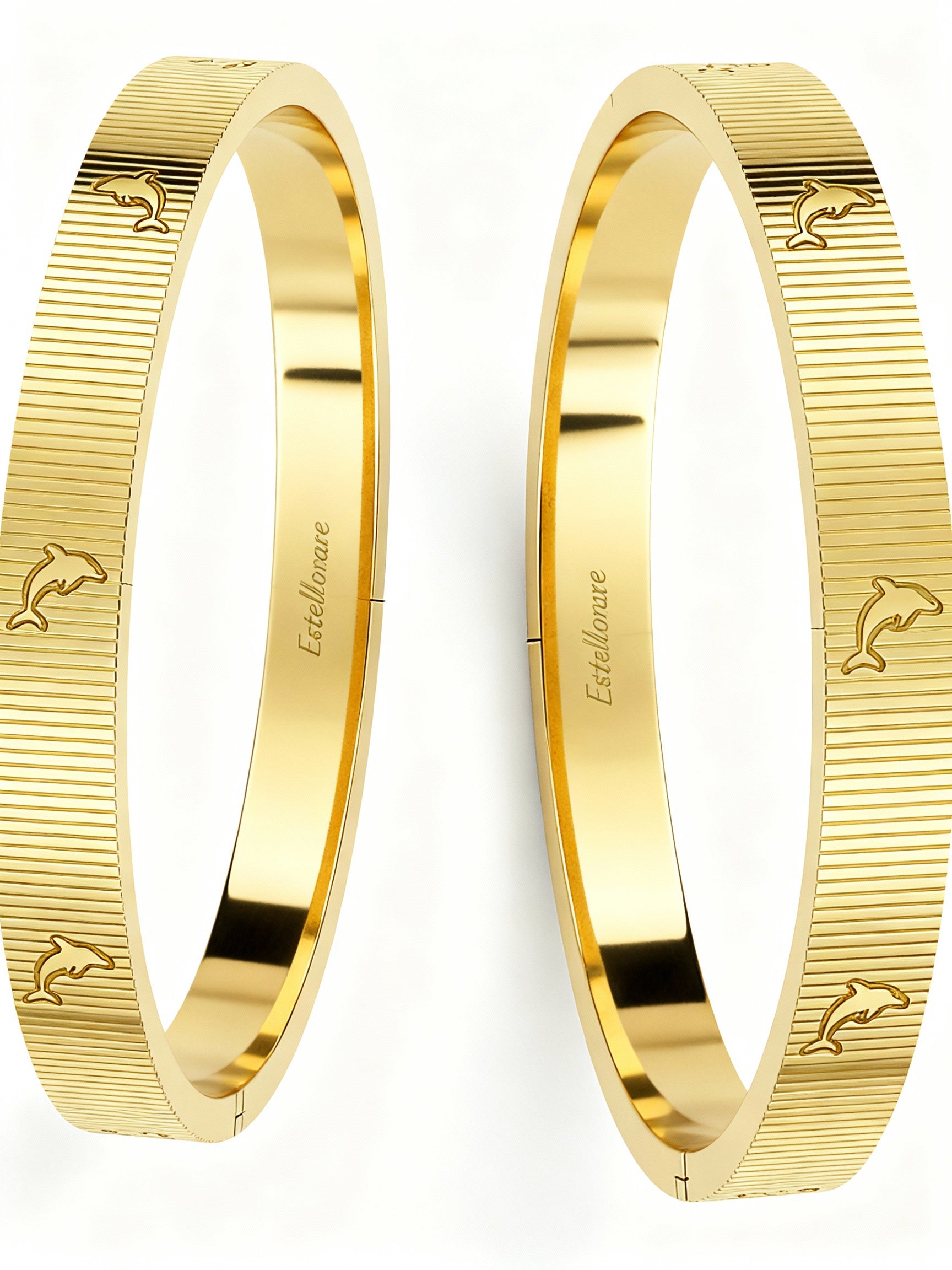 Echappée Dorée – Bracciale rigido Estellamare in acciaio dorato con incisioni a canguro