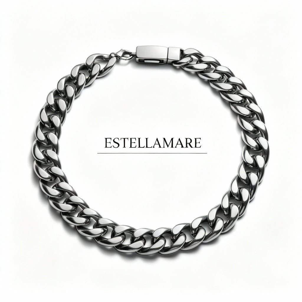 Catena Dominio – Bracciale groumette Estellamare in acciaio lucido