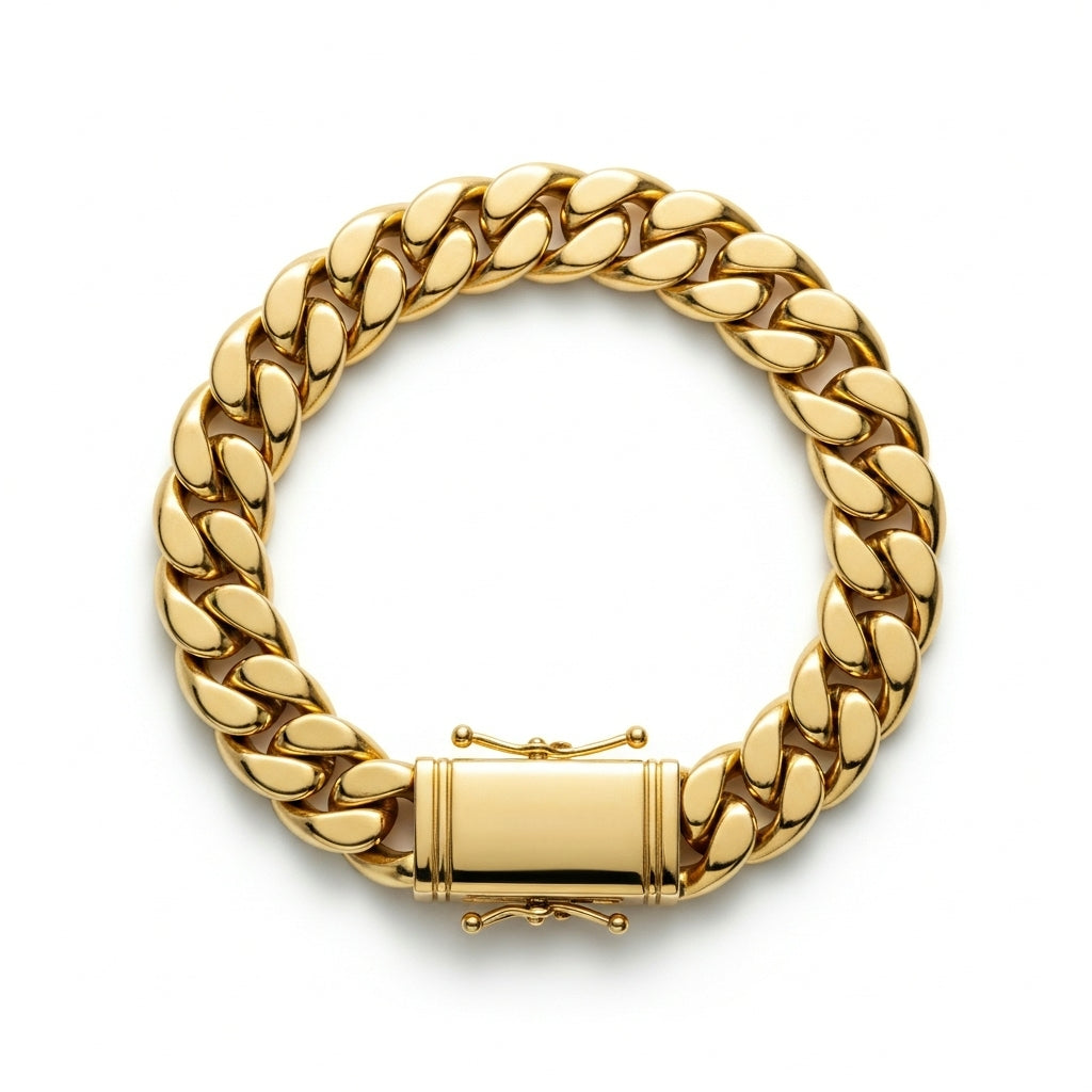 Catena Regale – Bracciale Estellamare in acciaio dorato con maglia imponente