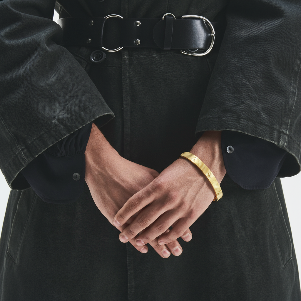 Echappée Dorée – Bracciale rigido Estellamare in acciaio dorato con incisioni a canguro