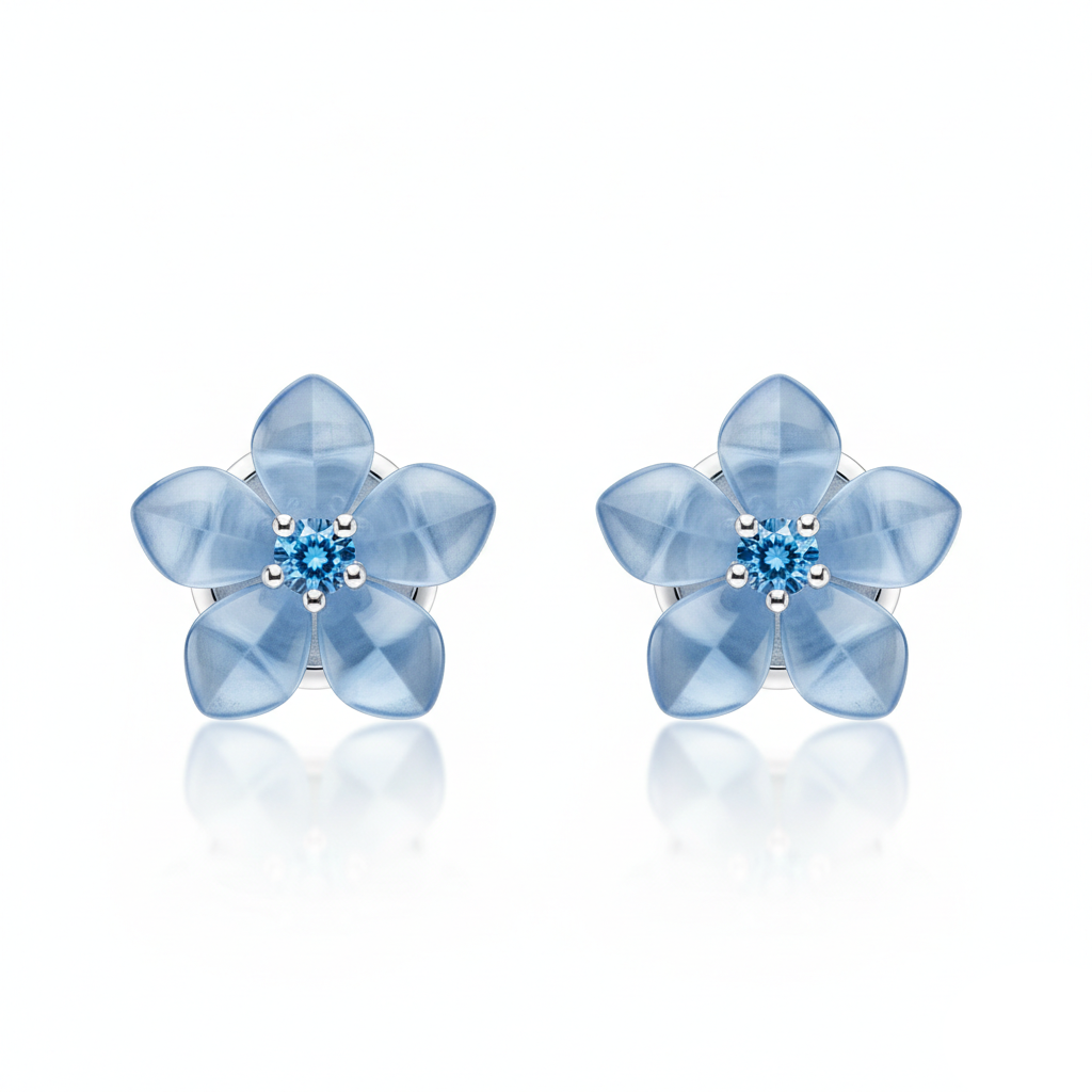 Petali di Cristallo Celeste - Orecchini Floreali in Quarzo Blu