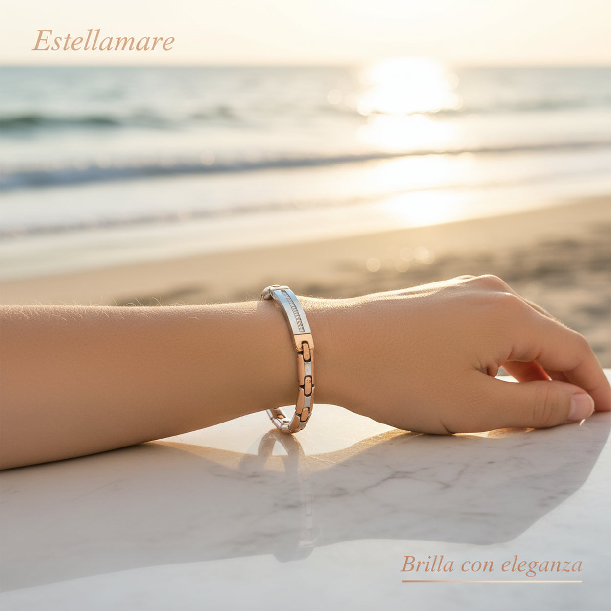 "Luce Bifronte" – Bracciale Estellamare in argento 925 e oro rosa