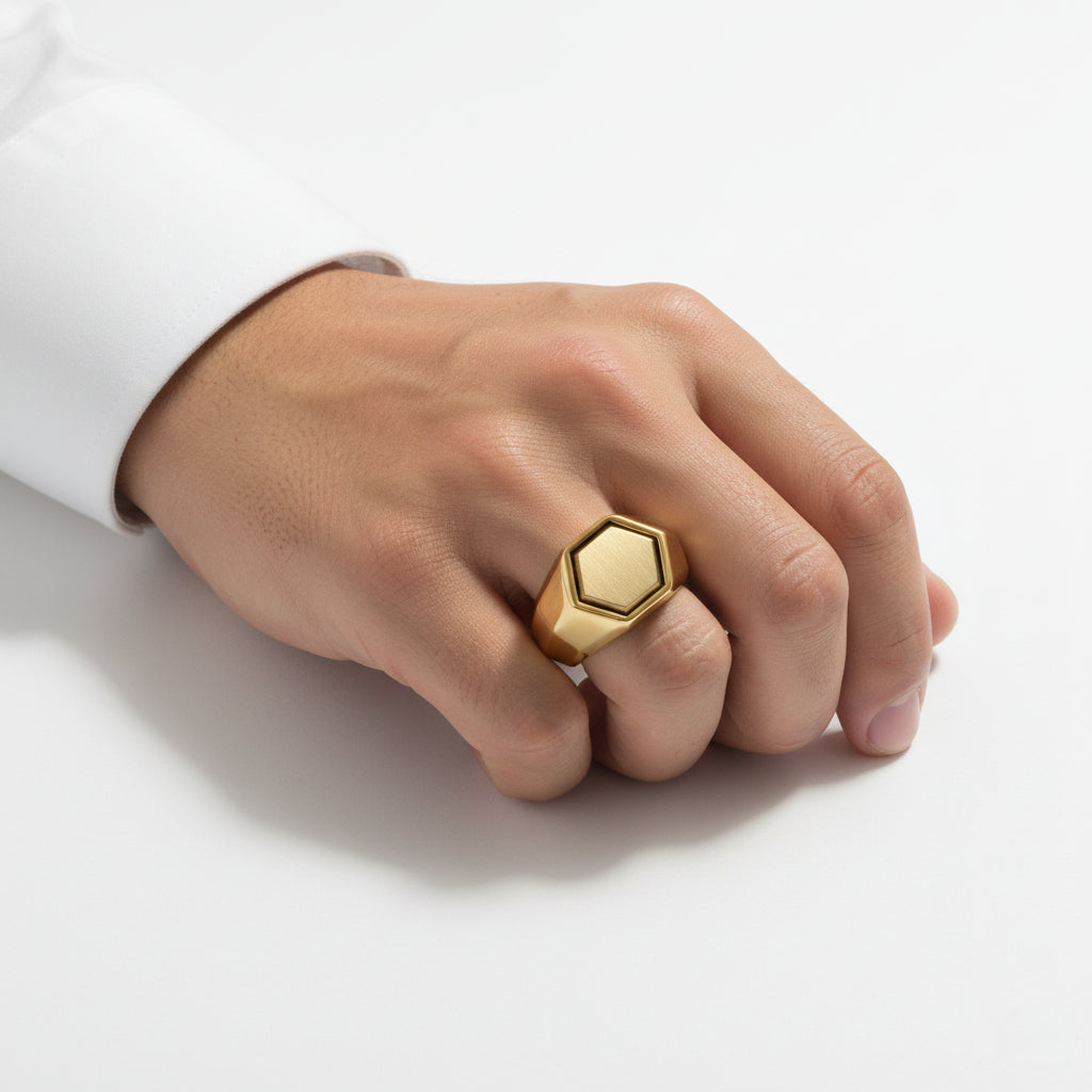 "Sigillo Geometrico" – Anello Estellamare in argento 925 placcato oro