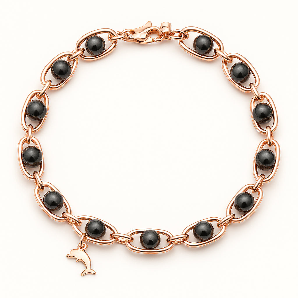 "Onda Dorata" – Bracciale Estellamare con perle nere