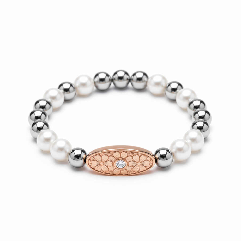 "Fiore di Luce" – Bracciale Estellamare con perle bianche