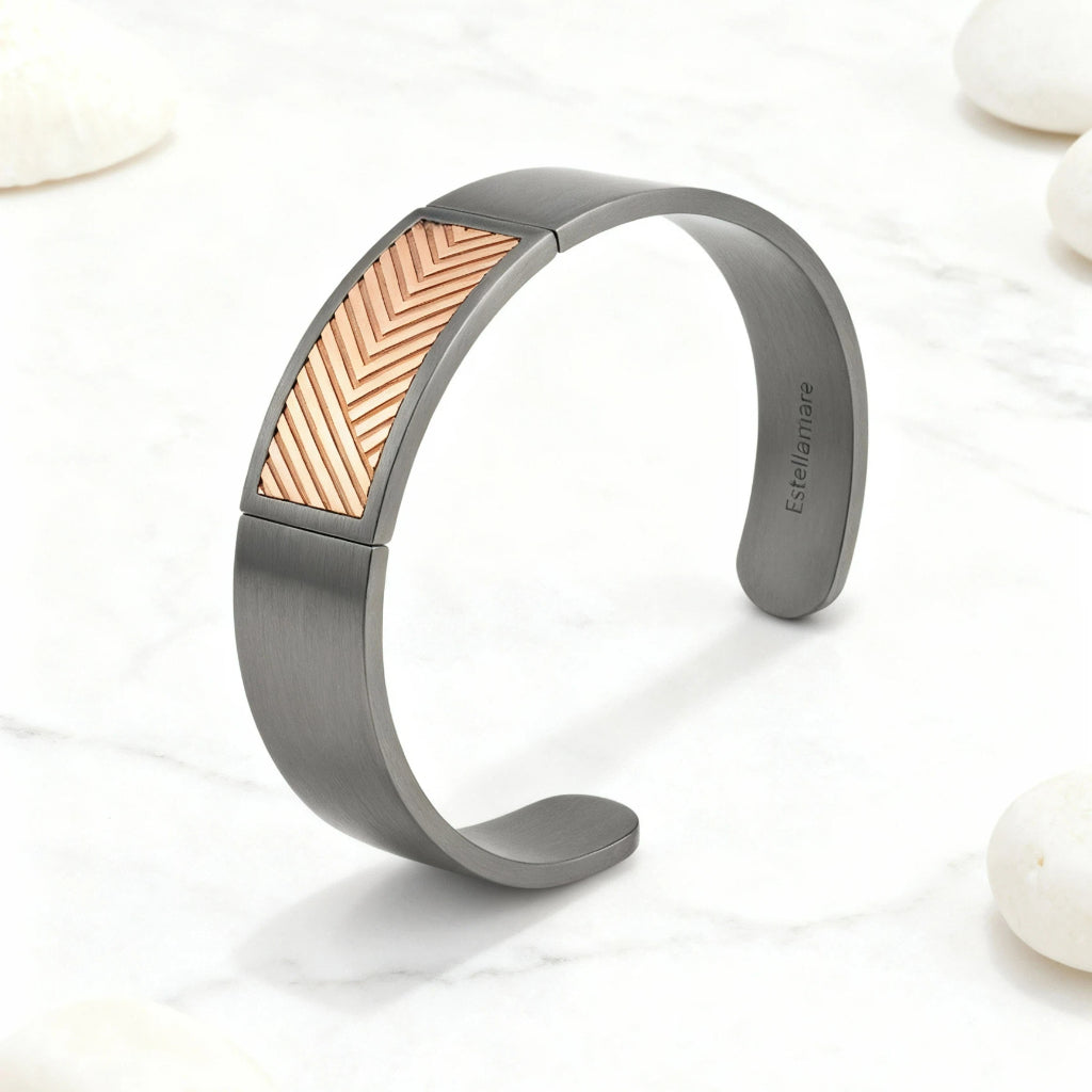 "Chevron Magnetico" – Bracciale Estellamare in argento 925 brunito