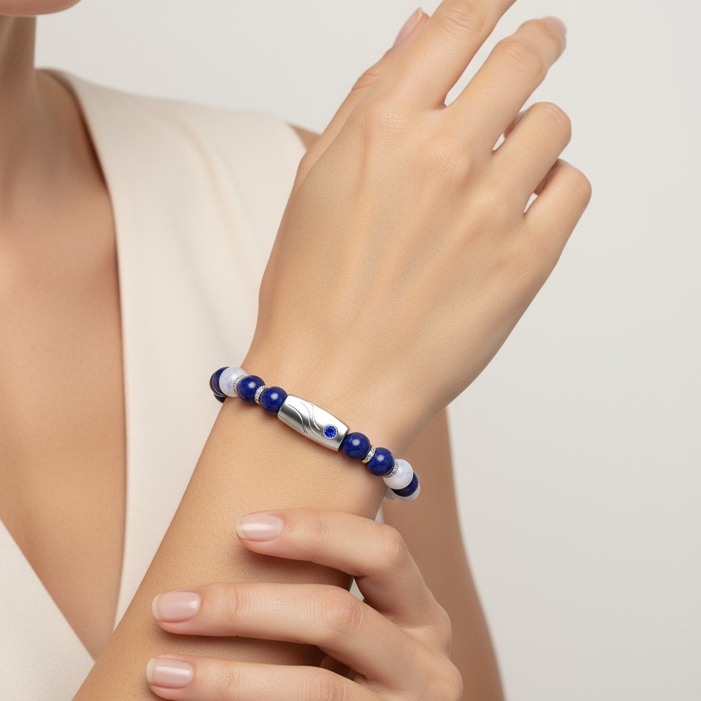 "Profondità Marina" – Bracciale Estellamare con perle blu
