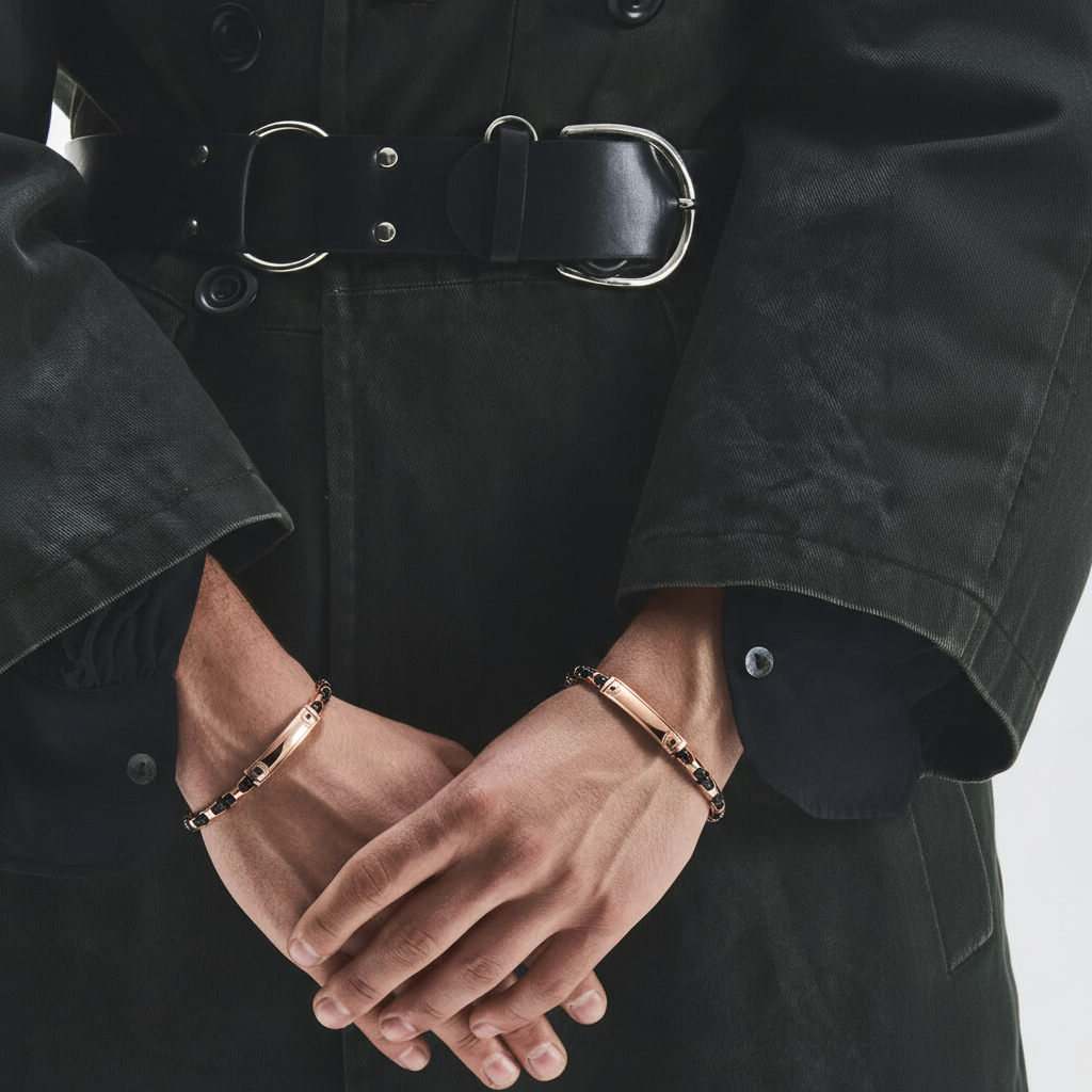 "Geometria Nascosta" – Bracciale Estellamare in acciaio IP oro rosa